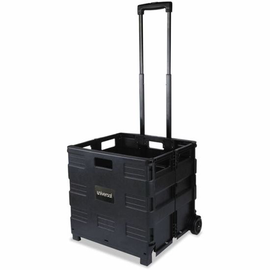 Universal Collapsible Mobile Storage Crate, Plastic, 18.25 x 15 x 18.25 to 39.37, Black 1