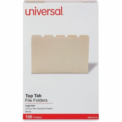 Universal 1/5 Tab Cut Legal Top Tab File Folder 1