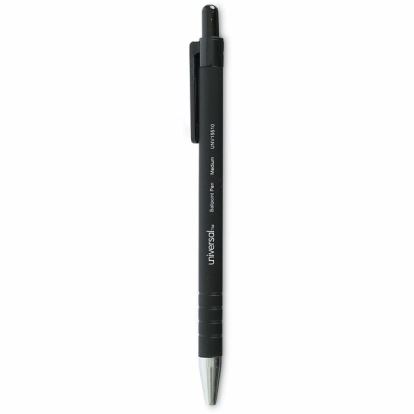 Universal Ballpoint Pen, Retractable, Medium 1 mm, Black Ink, Black Barrel, Dozen 1