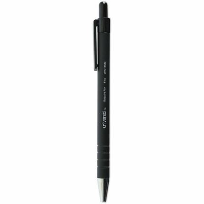 Universal Ballpoint Pen, Retractable, Fine 0.7 mm, Black Ink, Black Barrel, Dozen 1