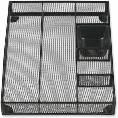 Universal Metal Mesh Drawer Organizer, Six Compartments, 15 x 11.88 x 2.5, Black 1