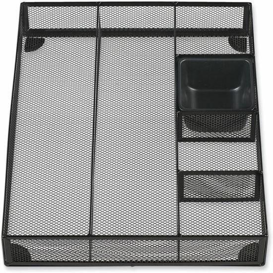 Universal Metal Mesh Drawer Organizer, Six Compartments, 15 x 11.88 x 2.5, Black 1
