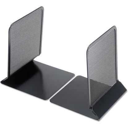 Universal Metal Mesh Bookends, Nonskid Base, 5.38 x 5.38 x 6.75, Black, Pair 1