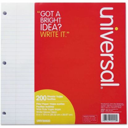 Universal Filler Paper, 3-Hole, 8 x 10.5, Wide/Legal Rule, 200/Pack 1