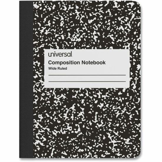 Universal Composition Book, Wide/Legal Rule, Black Marble Cover, (100) 9.75 x 7.5 Sheets 1