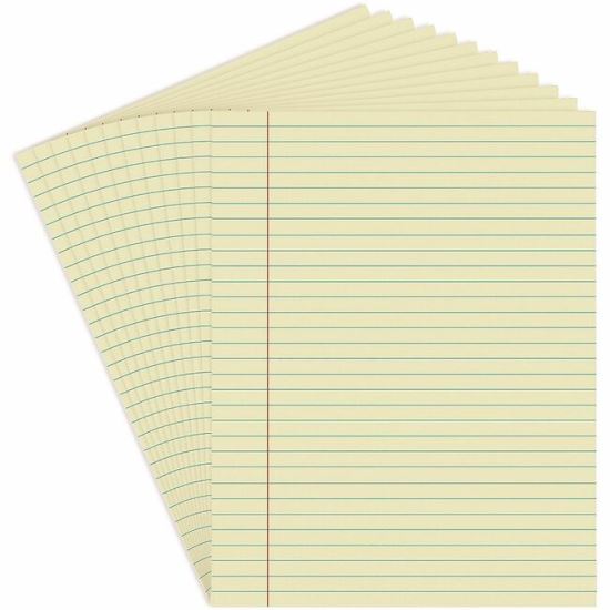 Universal Glue Top Pads, Wide/Legal Rule, 50 Canary-Yellow 8.5 x 11 Sheets, Dozen 1