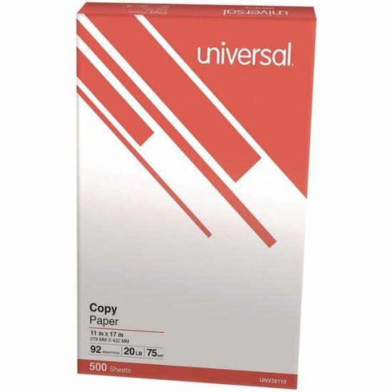 Universal Copy Paper, 92 Bright, 20 lb Bond Weight, 11 x 17, White, 500 Sheets/Ream 1