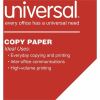 Universal Copy Paper, 92 Bright, 20 lb Bond Weight, 11 x 17, White, 500 Sheets/Ream 4