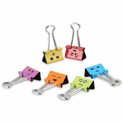 Universal Emoji Themed Binder Clips with Storage Tub, Medium, Assorted Colors, 42/Pack 1