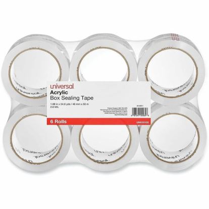 Universal Moving and Storage Packing Tape, 3" Core, 1.88" x 54.6 yd, Clear, 6/Pack 1