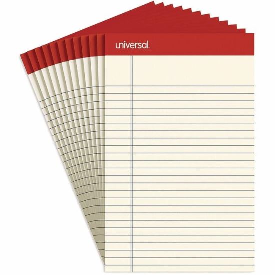 Universal Colored Perforated Ruled Writing Pads, Narrow Rule, 50 Ivory 5 x 8 Sheets, Dozen 1