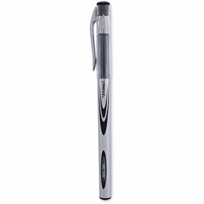 Universal Gel Pen, Stick, Medium 0.7 mm, Black Ink, Silver/Black Barrel, Dozen 1