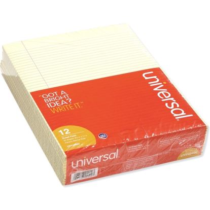 Universal Glue Top Pads, Narrow Rule, 50 Canary-Yellow 8.5 x 11 Sheets, Dozen 1