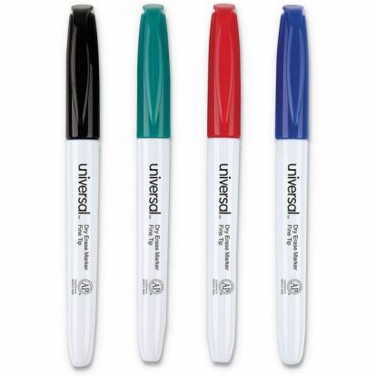 Universal Pen Style Dry Erase Marker, Fine Bullet Tip, Assorted Colors, 4/Set 1