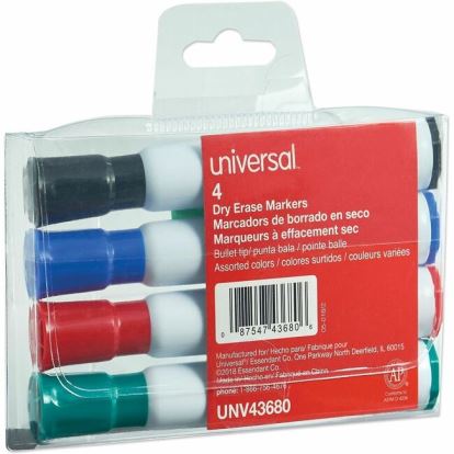 Universal Dry Erase Marker, Medium Bullet Tip, Assorted Colors, 4/Set 1