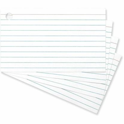 Universal Ring Index Cards, Ruled, 3 x 5, White, 100/Pack 1