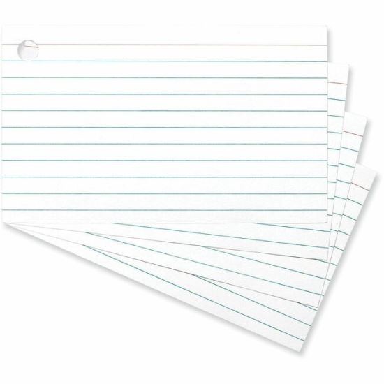 Universal Ring Index Cards, Ruled, 3 x 5, White, 100/Pack 1