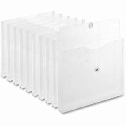 Universal Side Opening Poly Envelopes, 1" Expansion, Letter Size, Clear, 10/Pack 1
