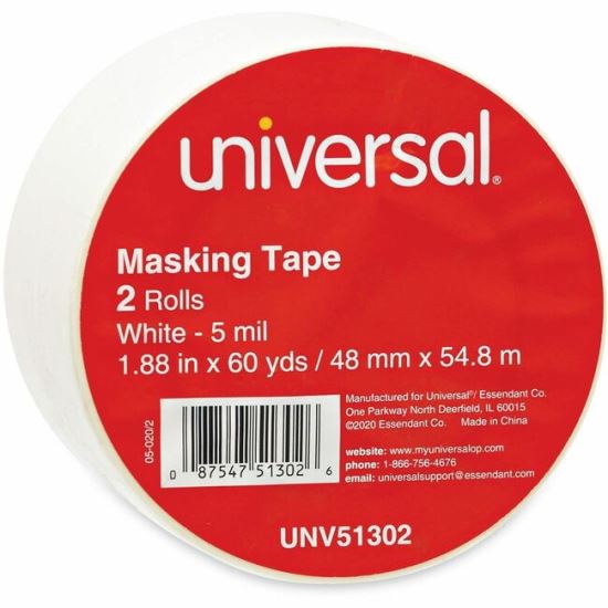 Universal General-Purpose Masking Tape, 3" Core, 48 mm x 54.8 m, Beige, 2/Pack 1