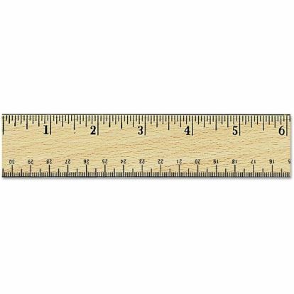 Universal Flat Wood Ruler with Double Metal Edge, 12" , Clear Lacquer Finish 1