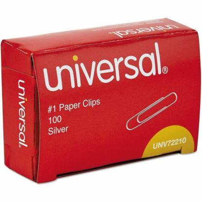 Universal Paper Clips, #1, Smooth Silver, 100/Box 1