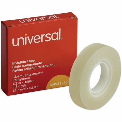 Universal Invisible Tape, 1" Core, 0.5" x 36 yds, Clear 1