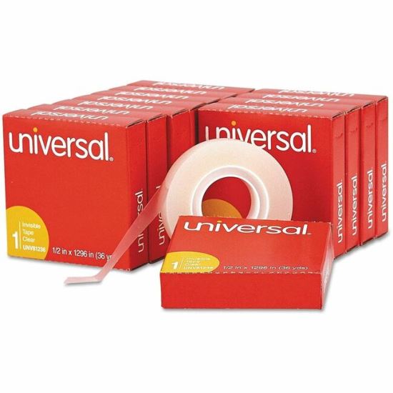 Universal Invisible Tape, 1" Core, 0.5" x 36 yds, Clear, 12/Pack 1