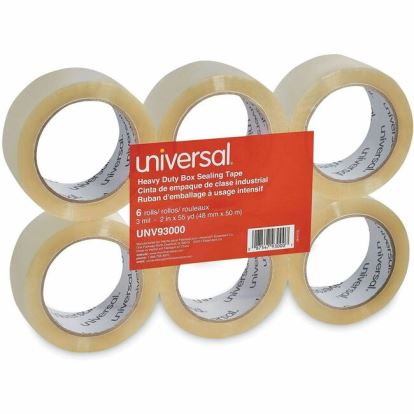 Universal Heavy-Duty Box Sealing Tape, 3" Core, 1.88" x 54.6 yds, Clear, 6/Pack 1