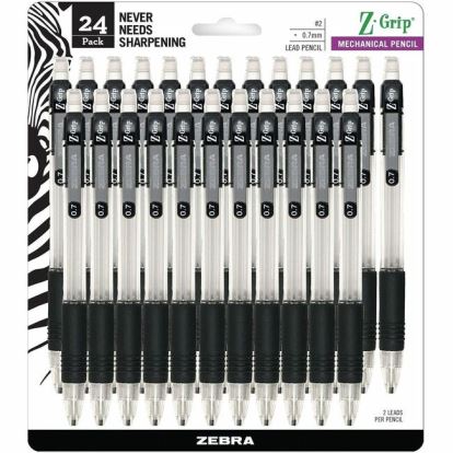 Zebra Pen Z-Grip Mechanical Pencil, 0.7 mm, HB #2 Graphite, Black Grip, 24-Pack 1