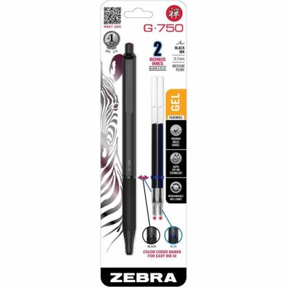 Zebra Pen G-750 Gel Retractable 0.7mm Black 1Pk 1