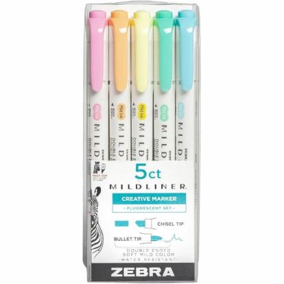 Zebra Pen Mildliner Double Ended Highlighter Assorted Fluorescent 5Pk 1