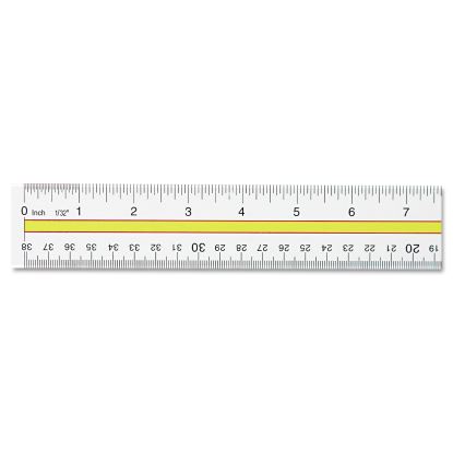 Acrylic Data Highlight Reading Ruler With Tinted Guide, 15" Long, Clear/Yellow 1