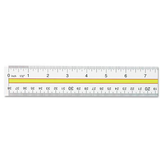 Acrylic Data Highlight Reading Ruler With Tinted Guide, 15" Long, Clear/Yellow 1