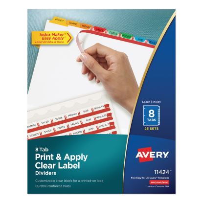 Print and Apply Index Maker Clear Label Dividers, 8 Color Tabs, Letter, 25 Sets 1