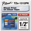 TZe Standard Adhesive Laminated Labeling Tapes, 0.47" x 26.2 ft, Black on Clear, 2/Pack 2