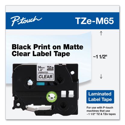 TZe Standard Adhesive Laminated Labeling Tape, 1.4" x 26.2 ft, White on Matte Clear 1