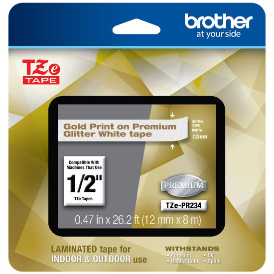TZe Premium Laminated Tape, 0.94" x 26.2 ft, Gold on White 1