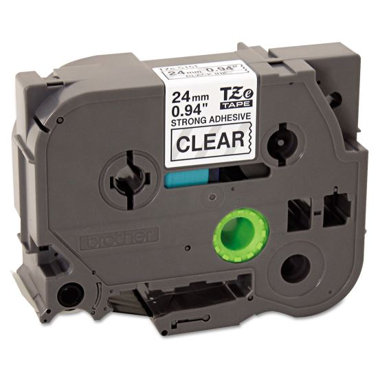 TZe Extra-Strength Adhesive Laminated Labeling Tape, 0.94" x 26.2 ft, Black on Clear 1