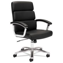 Traction High-Back Executive Chair, Supports 250 lb, 17.75" to 21.8" Seat Height, Black Seat/Back, Polished Aluminum Base 1