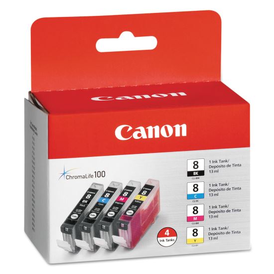 0620B010 (CLI-8) Ink, Black/Cyan/Magenta/Yellow, 4/Pack 1