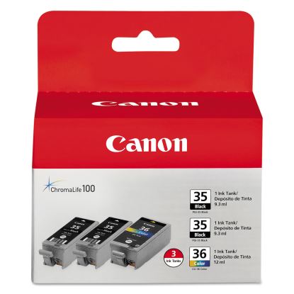 1509B007 (CLI-36) Ink, Black/Tri-Color, 3/Pack 1
