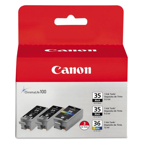 1509B007 (CLI-36) Ink, Black/Tri-Color, 3/Pack 1