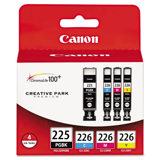 4530B008AA (PGI-225, CLI-226) Ink, Cyan/Magenta/Pigment Black/Yellow, 4/Pack 1