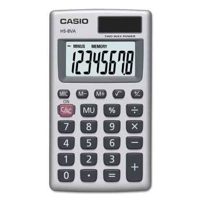 HS-8VA Handheld Calculator, 8-Digit LCD, Silver 1