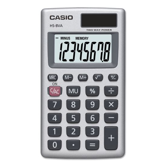 HS-8VA Handheld Calculator, 8-Digit LCD, Silver 1