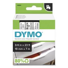 D1 High-Performance Polyester Removable Label Tape, 0.75" x 23 ft, Black on Clear 1