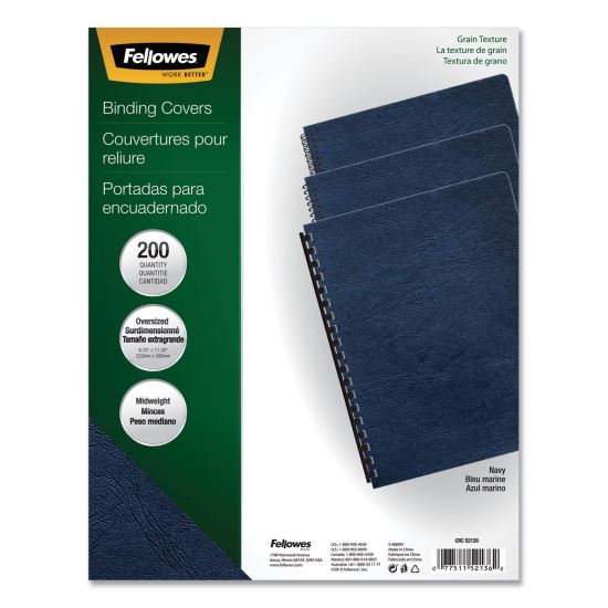 Expressions Classic Grain Texture Presentation Covers for Binding Systems, Navy, 11.25 x 8.75, Unpunched, 200/Pack 1