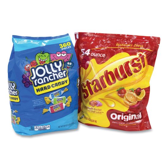 Chewy and Hard Candy Party Asst, Jolly Rancher/Starburst, 8.5 lbs Total, 2 Bag Bundle, Delivered in 1-4 Business Days 1