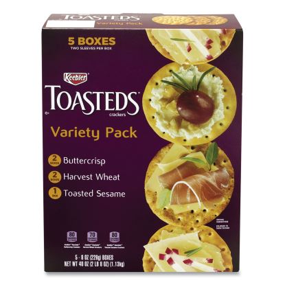 Toasteds Party Pack Cracker Assortment, 8 oz Box, 5 Assorted Boxes/Pack, Delivered in 1-4 Business Days 1