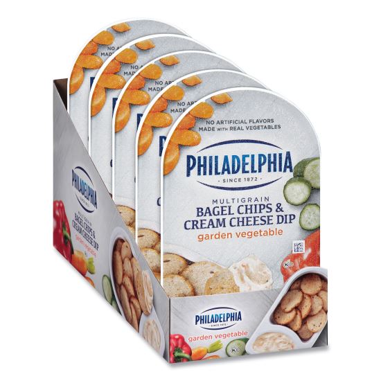 Multigrain Bagel Chips and Garden Vegetable Cream Cheese Dip, 2.5 oz, 5/Box, Delivered in 1-4 Business Days 1